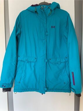 Under Armour ColdGear Women’s Insulated Winter Ski Jacket Teal Purple Hooded